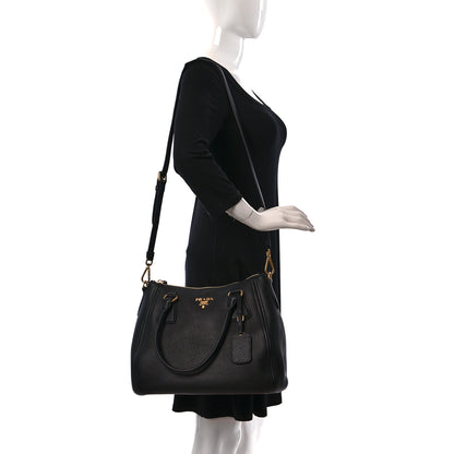 Prada Vitello Phenix Shoulder Bag Black 2 of 12