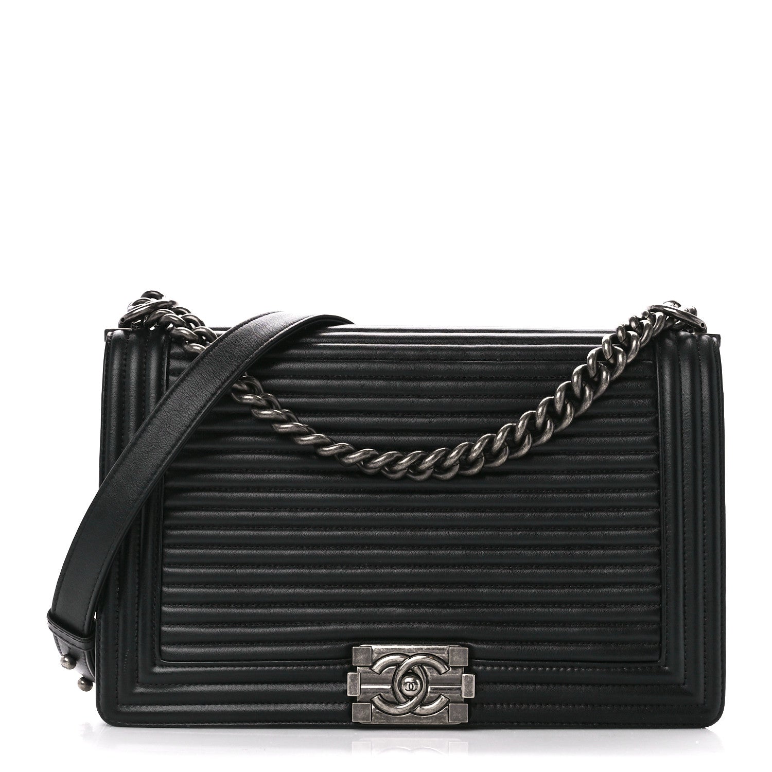 Chanel Calfskin Horizontal Quilted New Medium Boy Flap Black 1 of 10