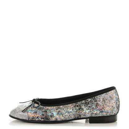 Chanel Metallic Calfskin Hologram Cap Toe Ballerina Flats 37 Silver 2 of 8