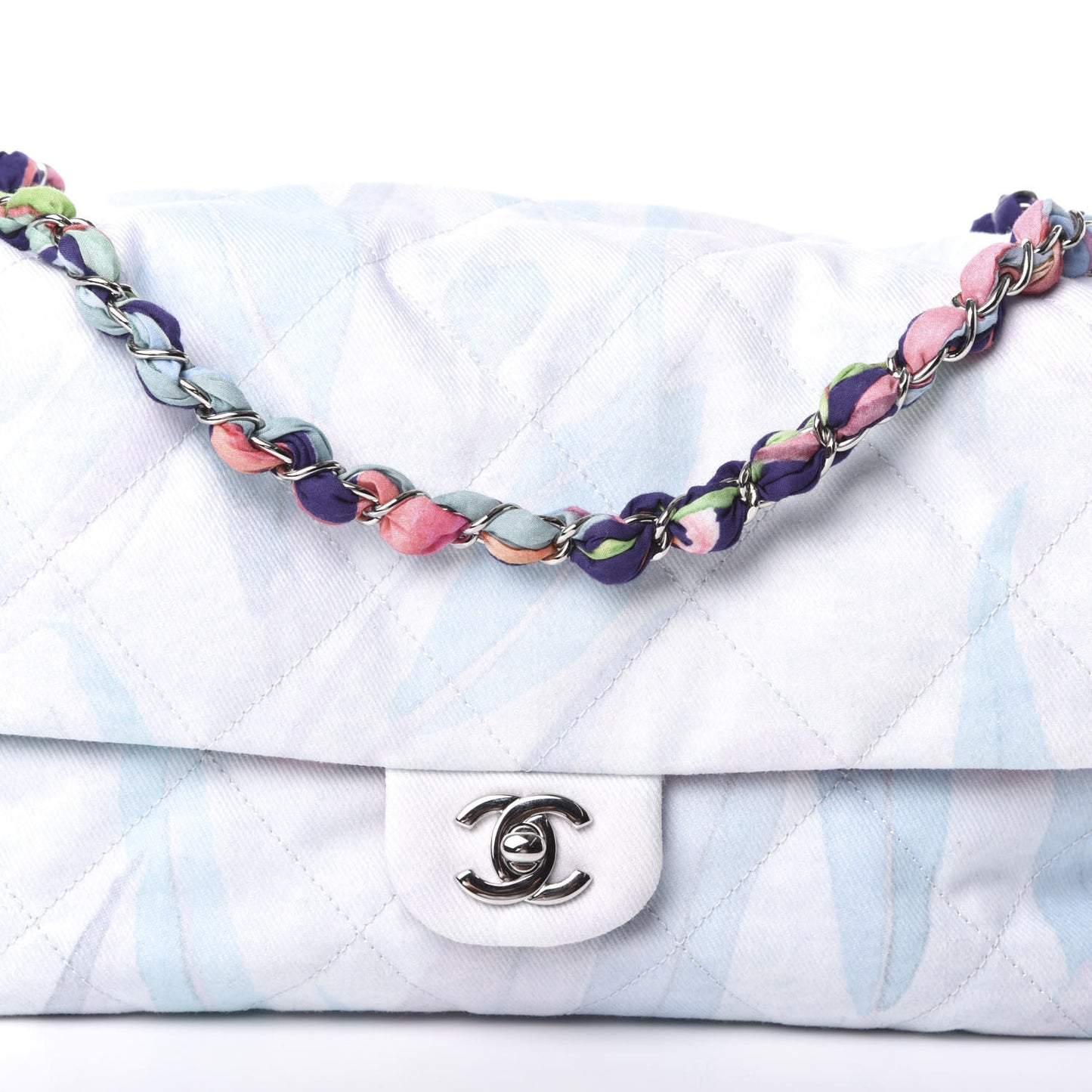 Canvas Quilted Jungle Jeans Flap White Multicolor