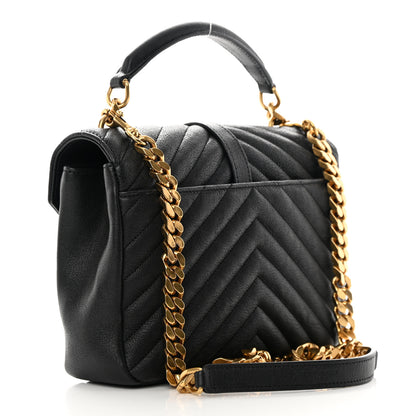 Saint Laurent Sheepskin Matelasse Chevron Monogram Medium College Bag Black 3 of 13