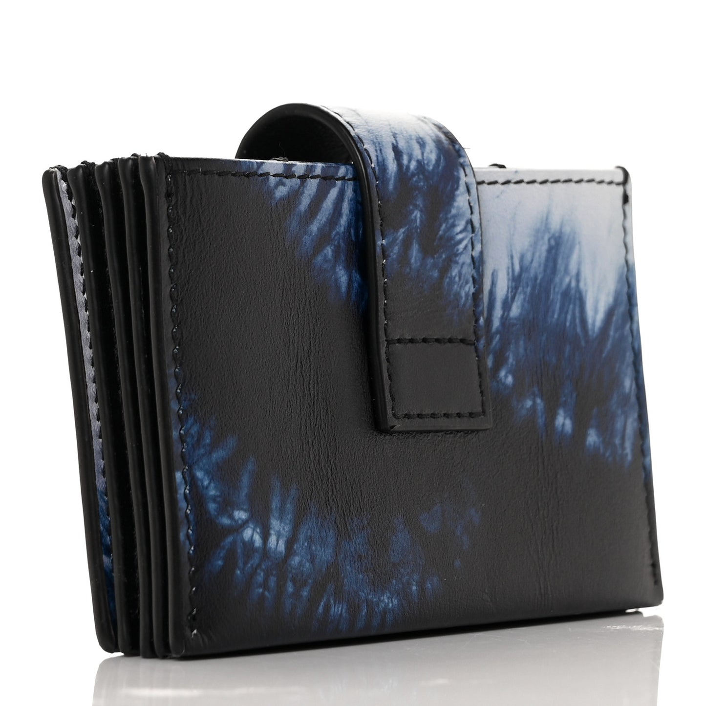 Calfskin Tie Dye Lady Dior 5-Gusset Card Holder Blue Multicolor
