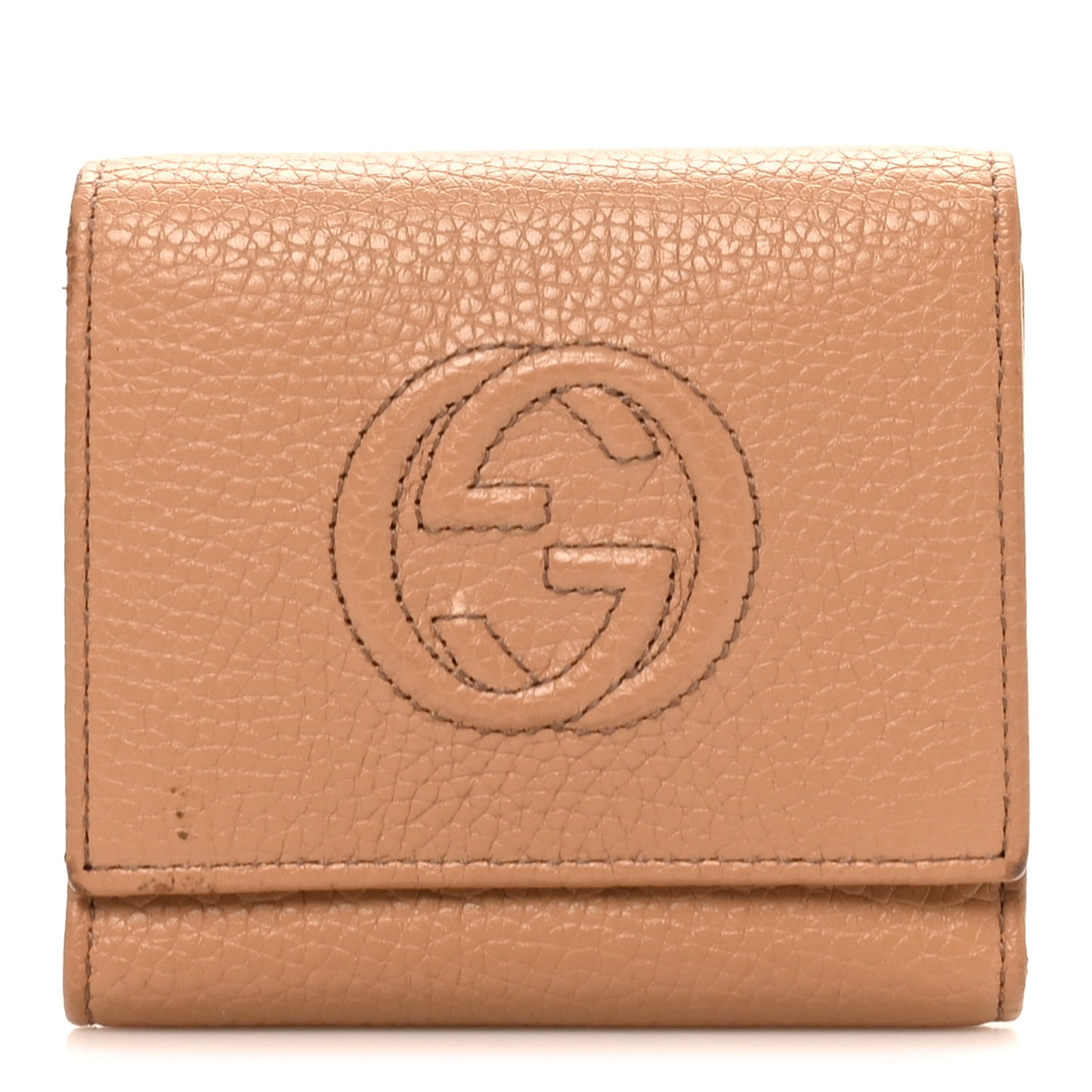 Pebbled Calfskin Soho Compact Flap Wallet Camelia