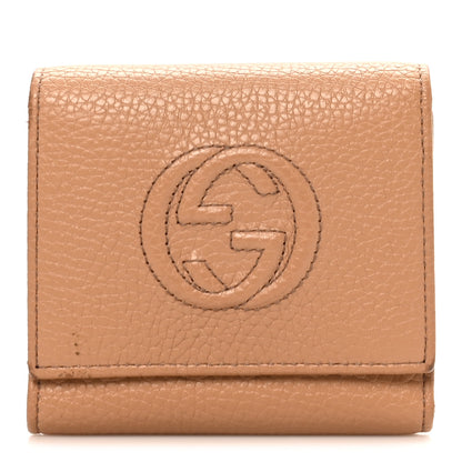 Gucci Pebbled Calfskin Soho Compact Flap Wallet Camelia 1 of 8