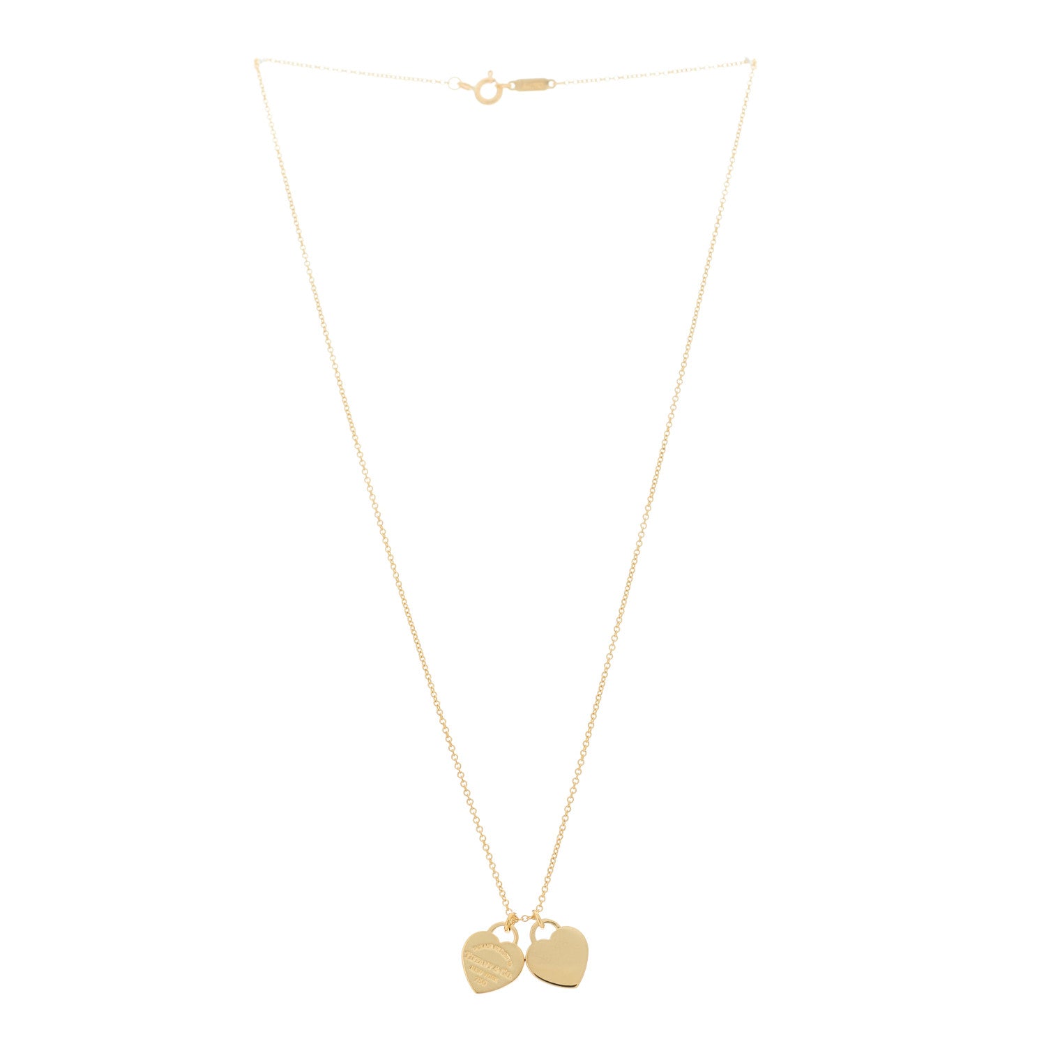 Tiffany 18K Yellow Gold Return to Tiffany Mini Double Heart Tag Pendant Necklace 3 of 6