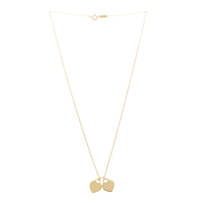 Tiffany 18K Yellow Gold Return to Tiffany Mini Double Heart Tag Pendant Necklace 3 of 6
