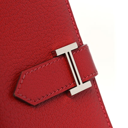 Hermes Chevre Mysore Bearn Card Holder Wallet Rouge Casaque 8 of 9