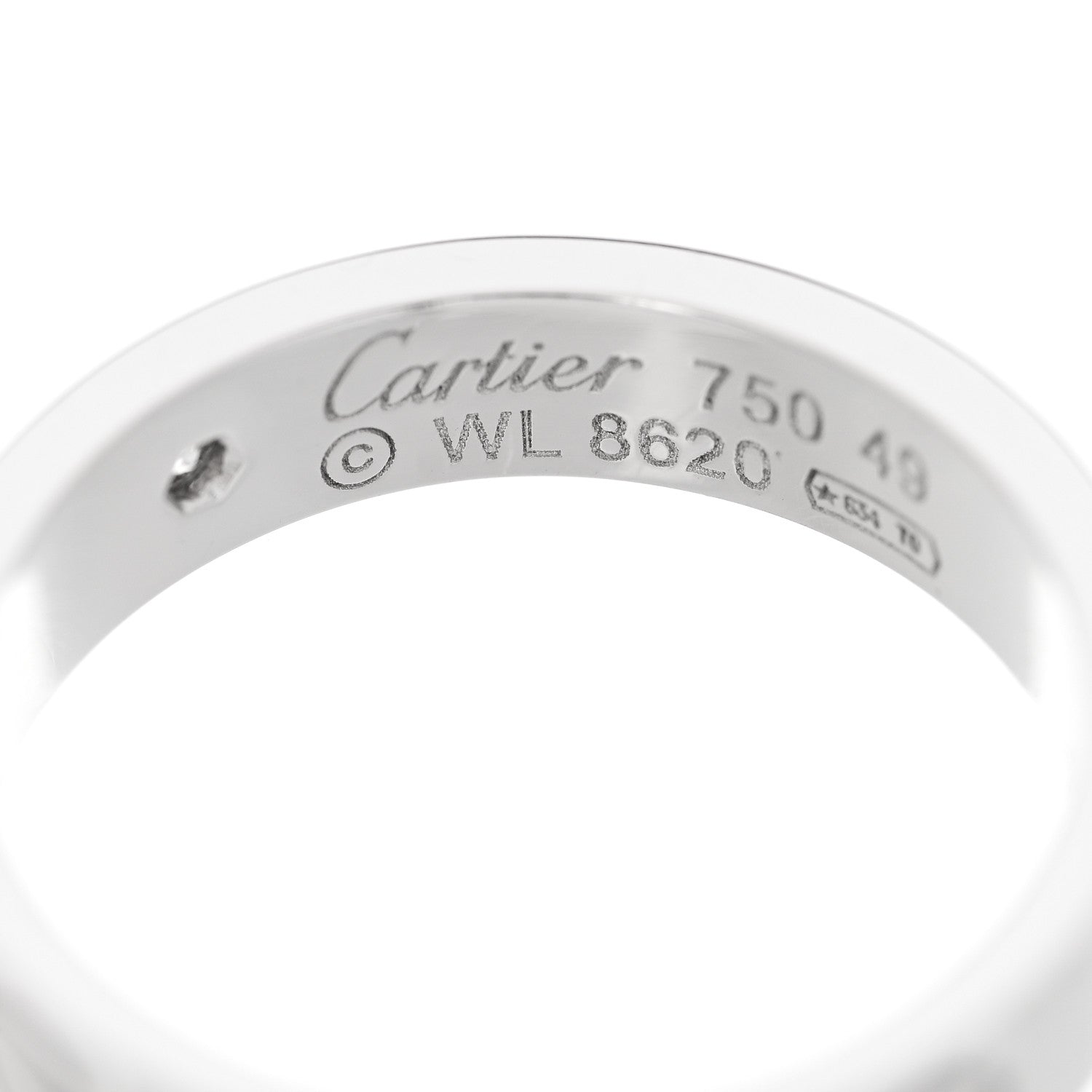Cartier 18K White Gold Diamond 4mm LOVE Wedding Band Ring 49 5 4 of 5