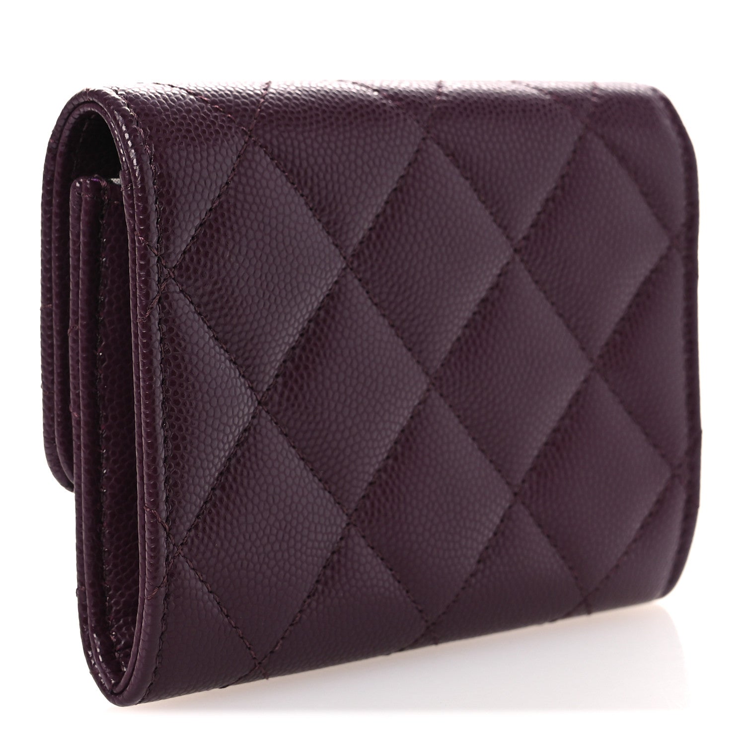 Chanel Caviar Quilted Chain CC Quilted Compact Flap Card Holder Dark Burgundy 3 of 9