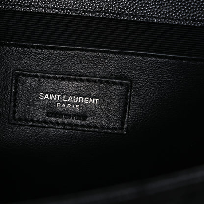 Saint Laurent Grain De Poudre Textured Mixed Matelasse Triquilt Medium Monogram Satchel Black 6 of 10