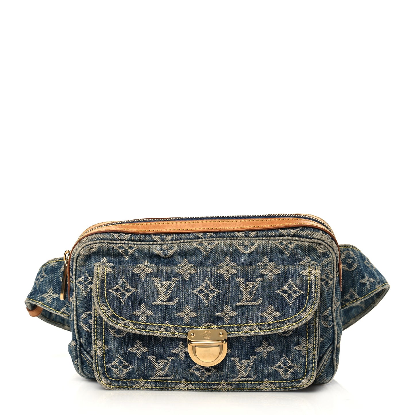 Monogram Denim Bum Bag Blue