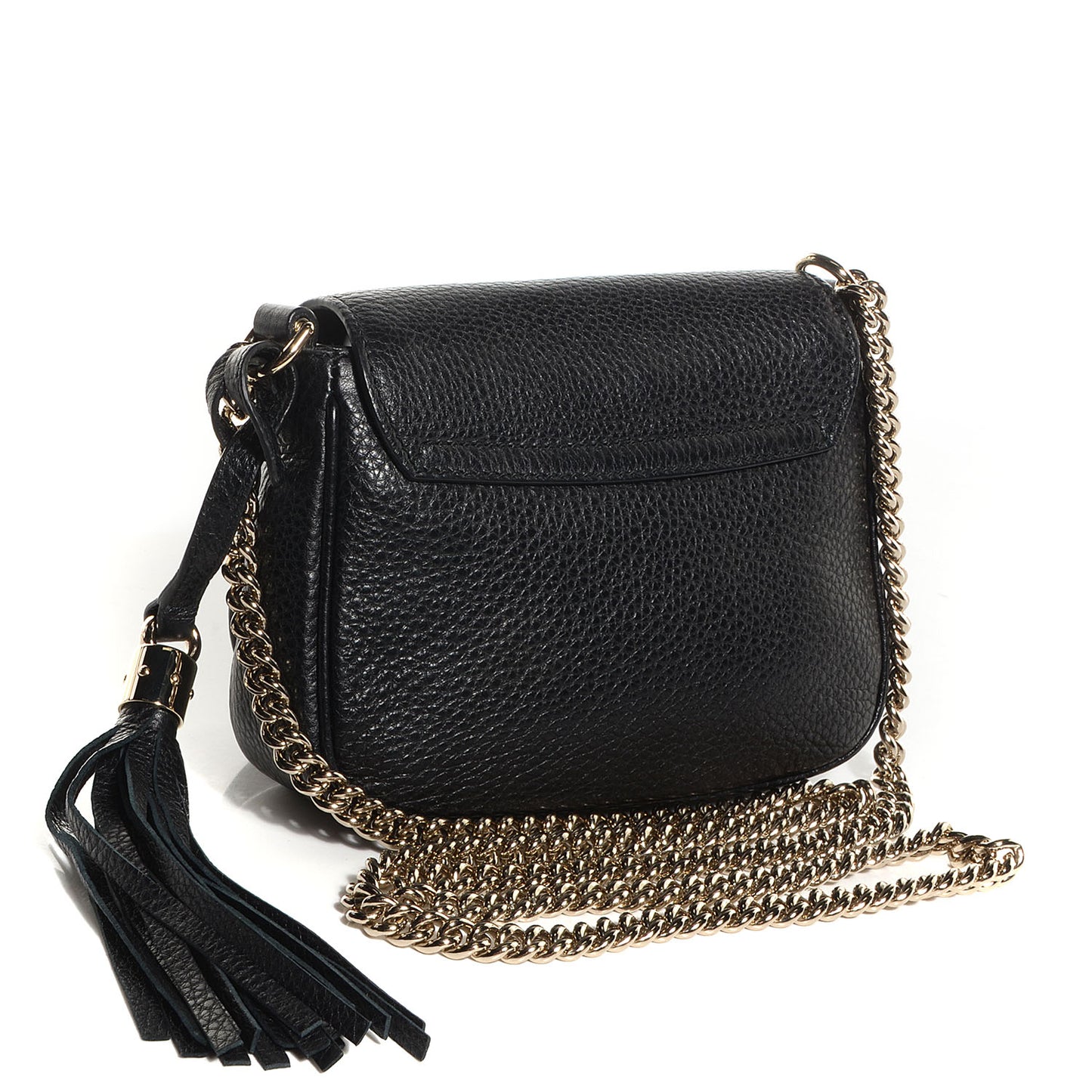 Pebbled Calfskin Small Soho Flap Crossbody Black