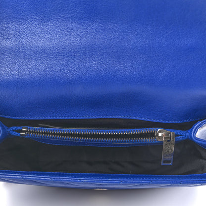 Saint Laurent Sheepskin Matelasse Chevron Monogram Medium College Bag Royal Blue 5 of 10