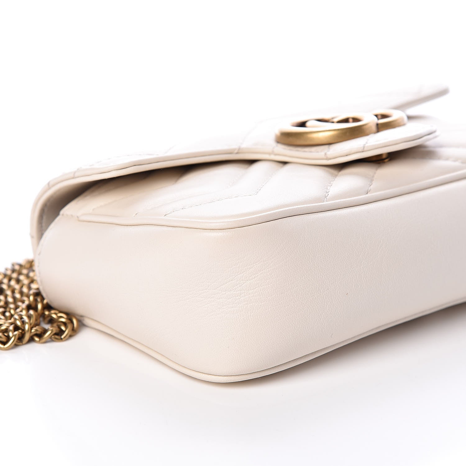 Gucci Calfskin Matelasse Super Mini GG Marmont Shoulder Bag White 8 of 11
