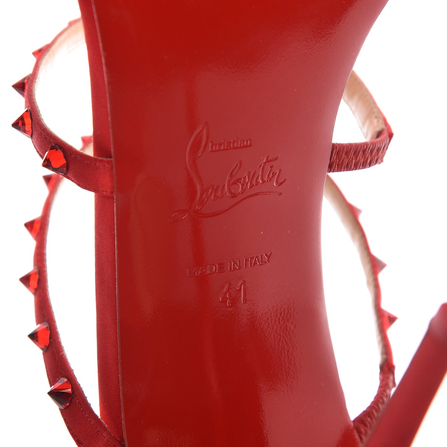 Crepe Satin Crystal Spikes Forever KST Sandal 41 Version Loubi