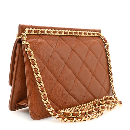 Chanel Caviar Quilted Small Chain Frame Flap Light Brown 3 of 10