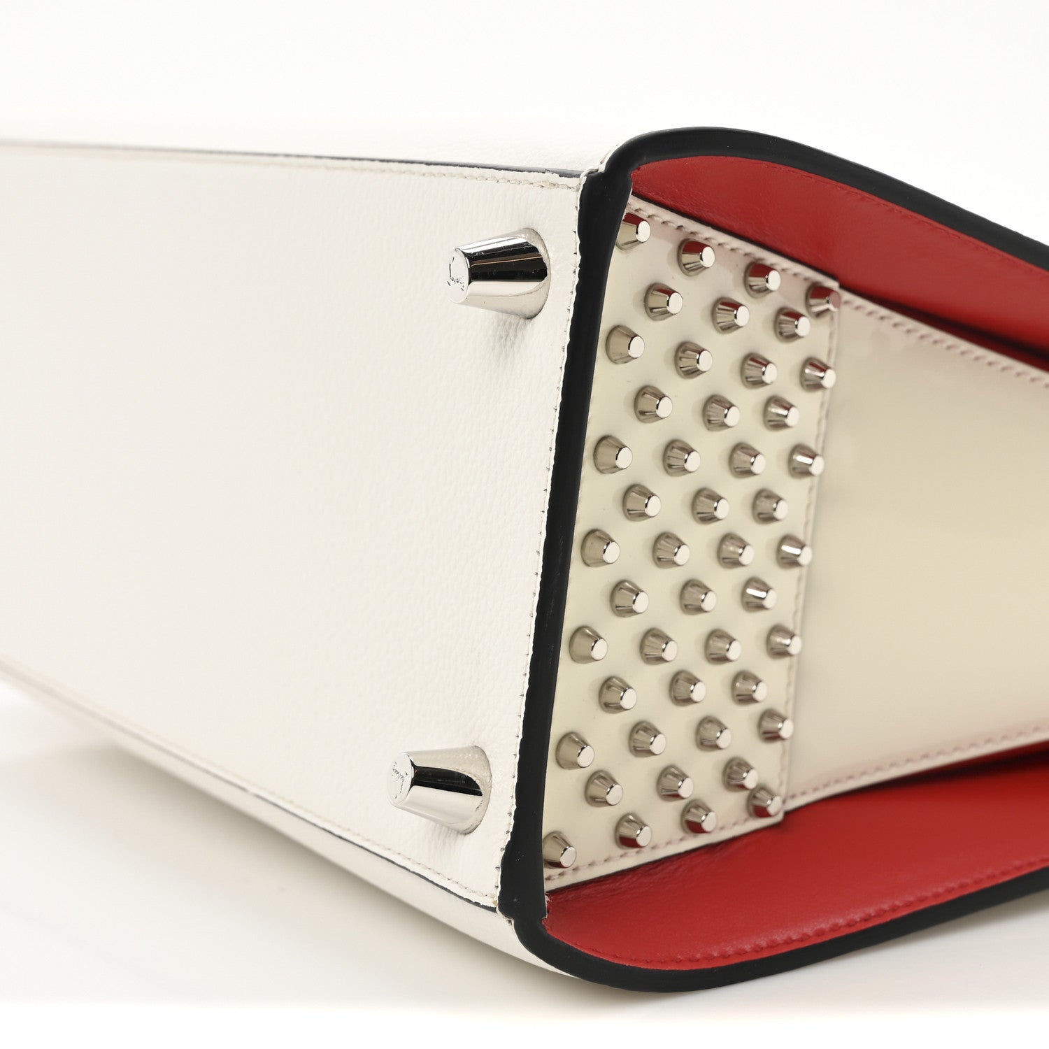 Christian Louboutin Calfskin Empire Studded Medium Paloma Snow 9 of 9