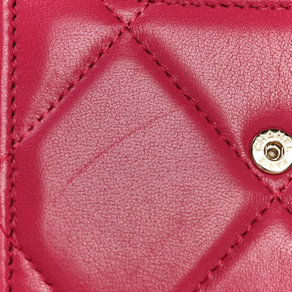 Chanel Lambskin Quilted Chanel 19 Flap Coin Purse With Chain Dark Pink 15 of 15