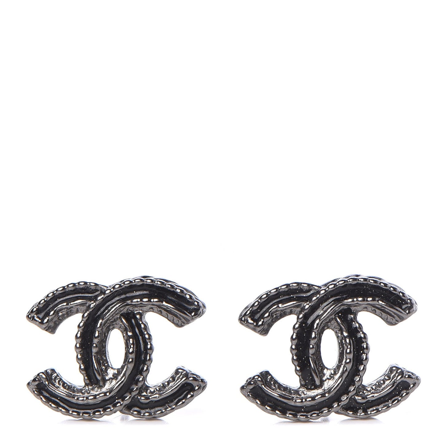 Ruthenium Enamel CC Earrings Black