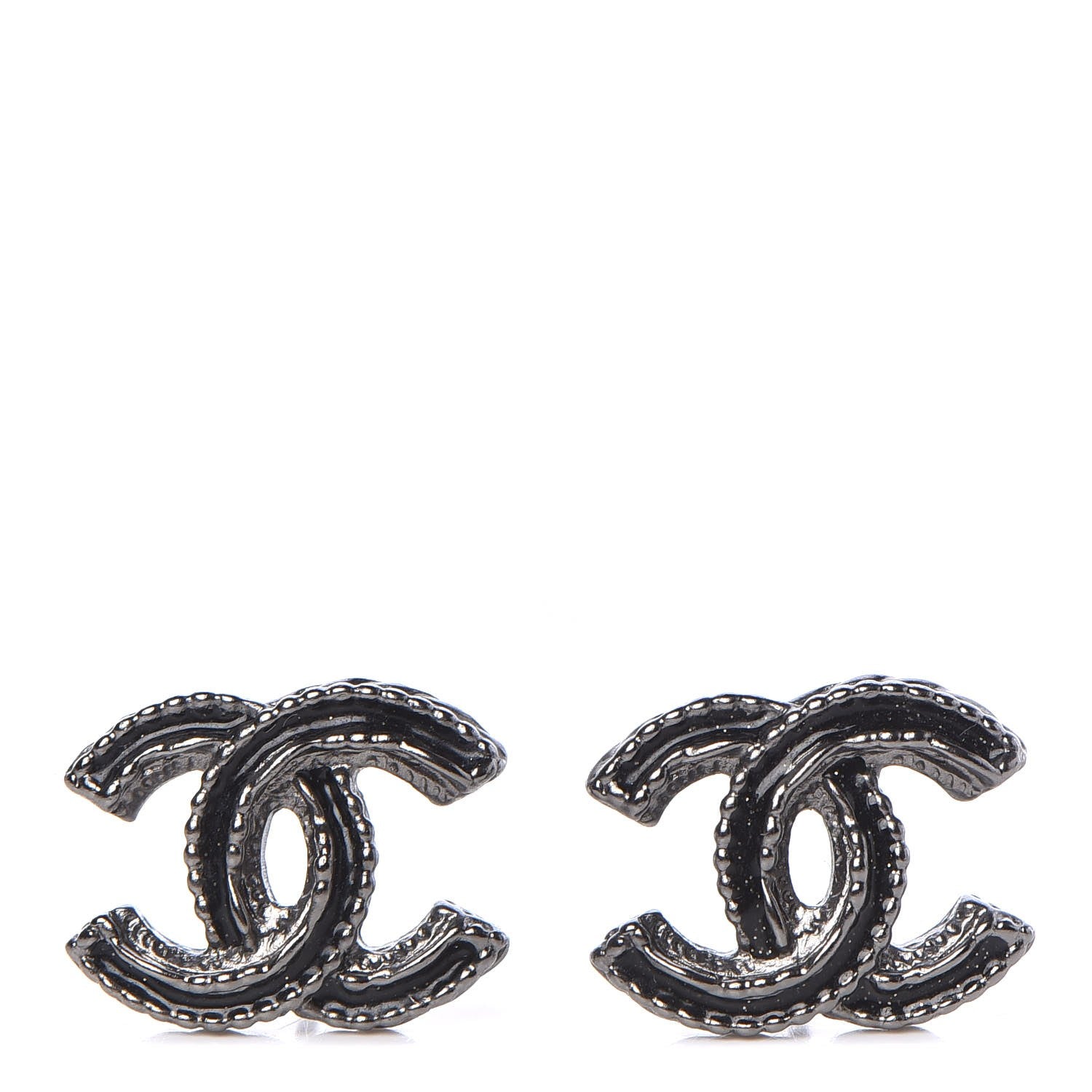 Chanel Ruthenium Enamel CC Earrings Black 1 of 7