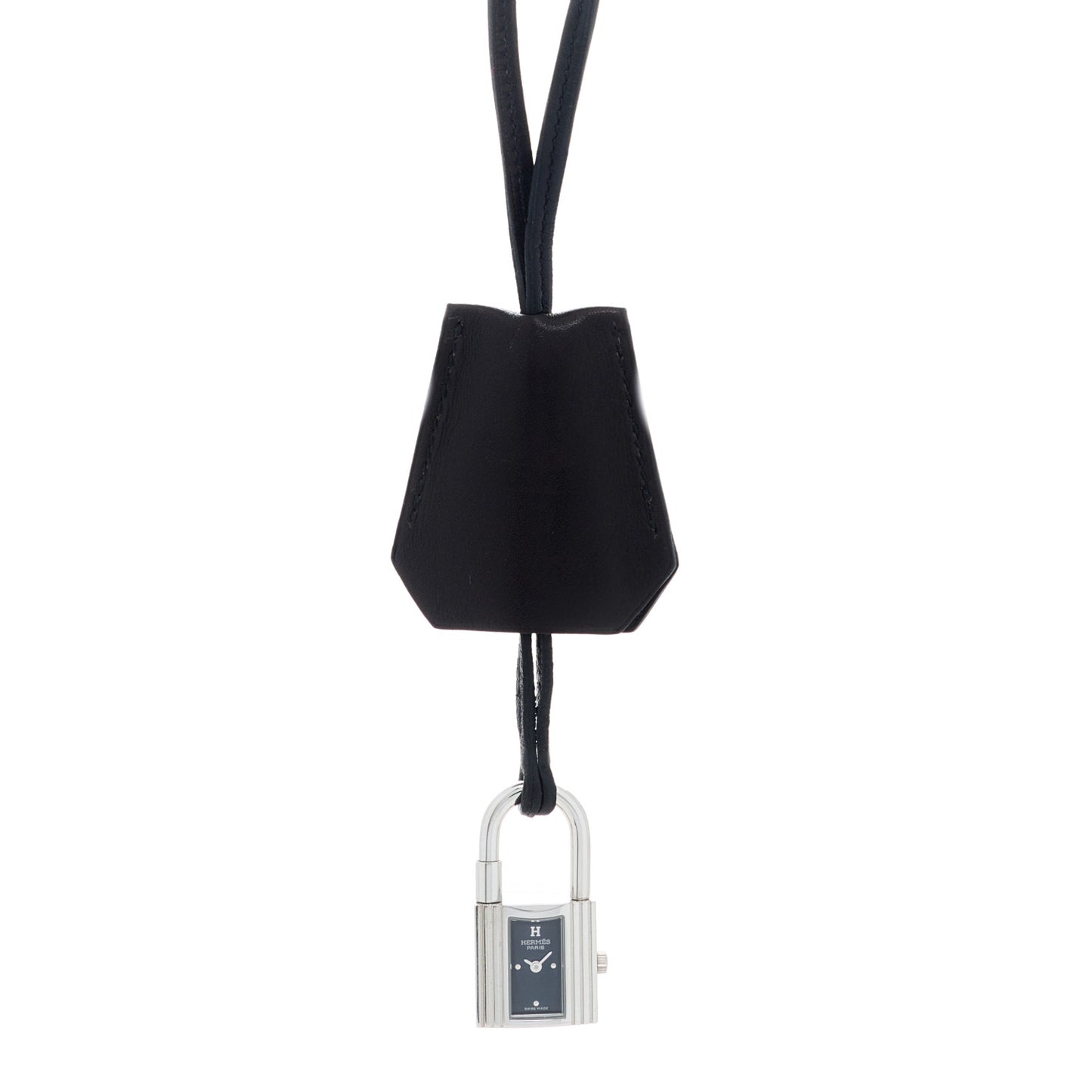 Stainless Steel Barenia Kelly Clochette Necklace Watch Noir