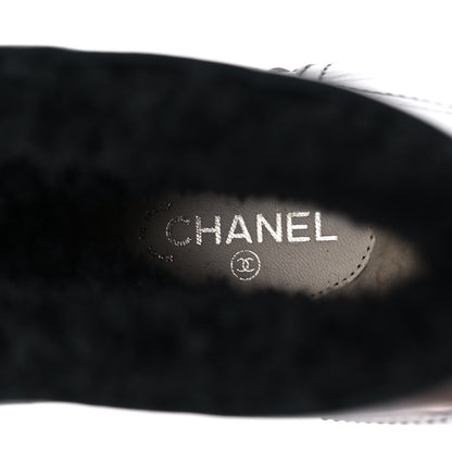 Chanel Calfskin Shearling Quilted Short Boots 37 Black 7 of 9