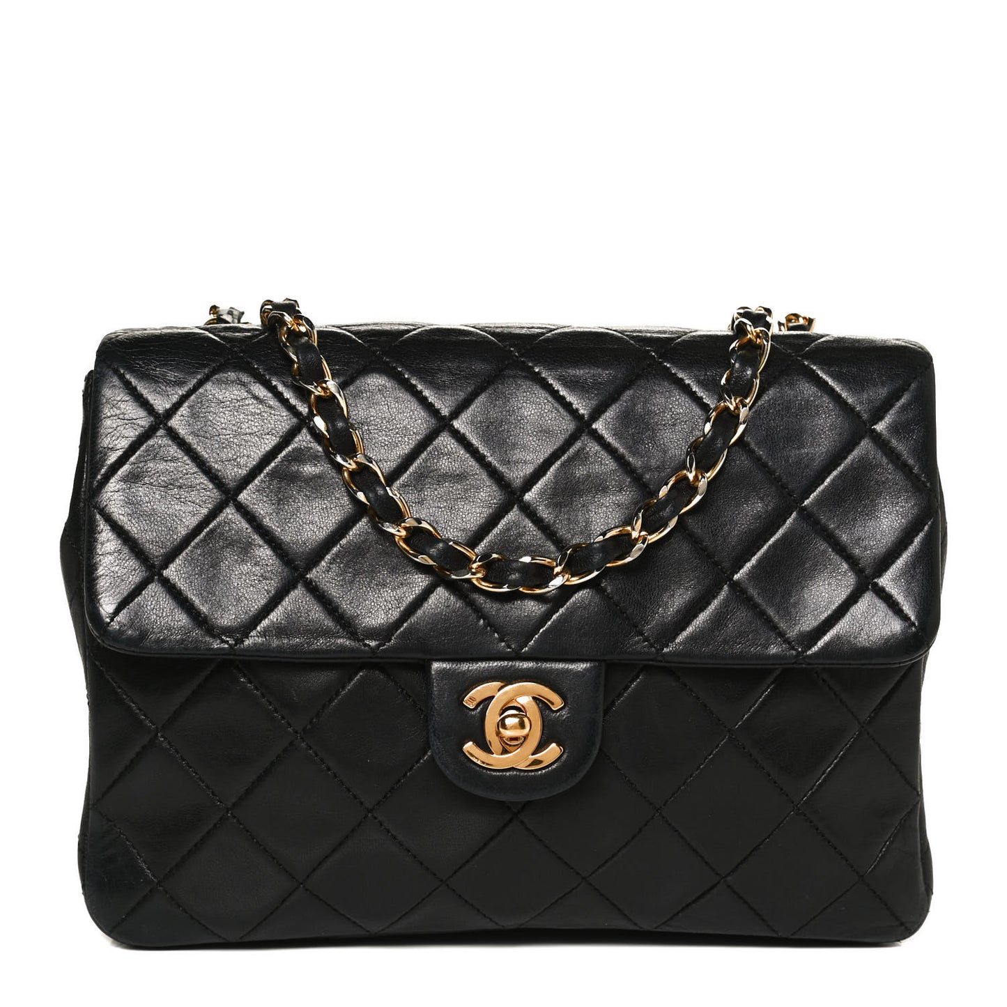 Lambskin Quilted Small Single Flap Black