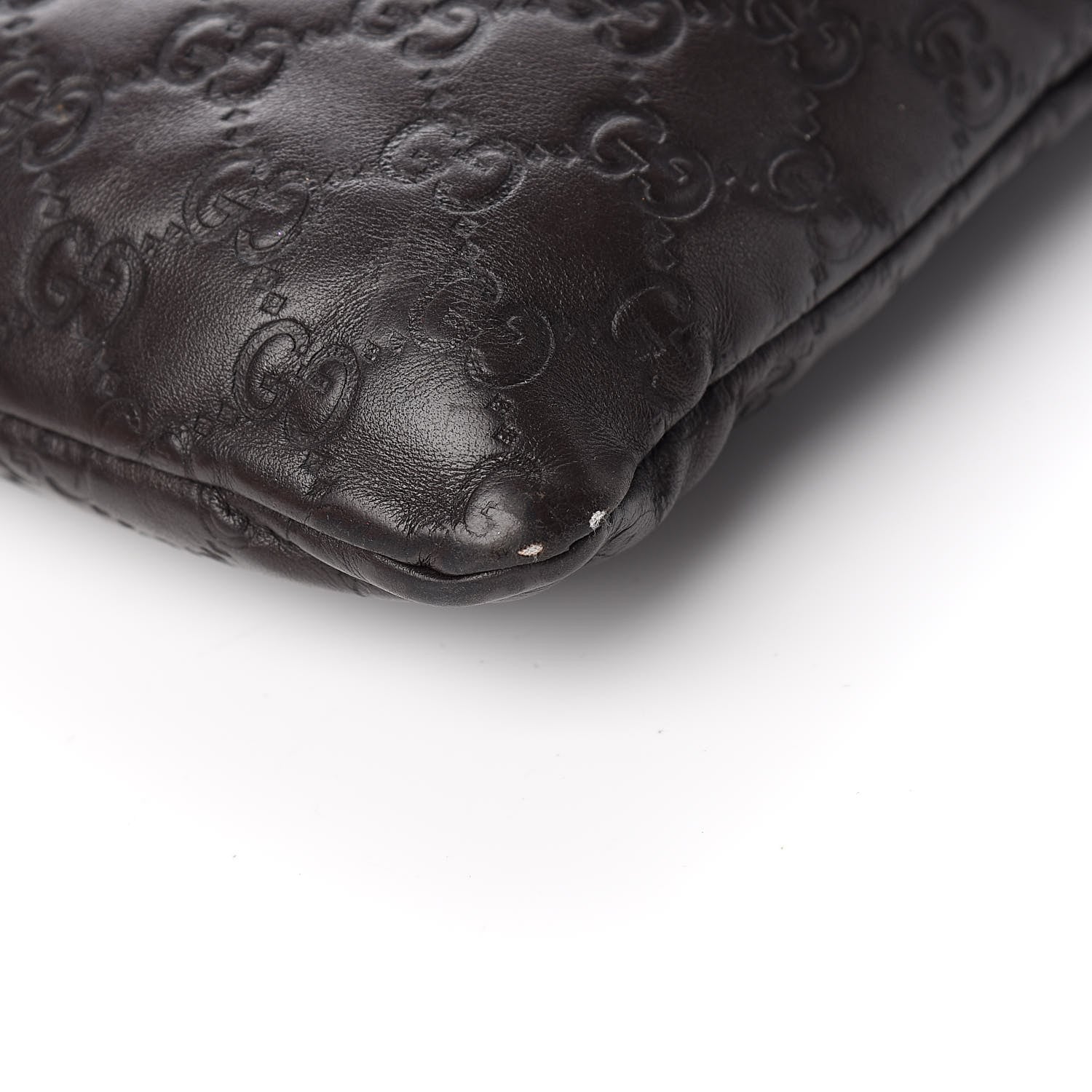 Gucci Guccissima Crossbody Messenger Bag Dark Brown 10 of 13