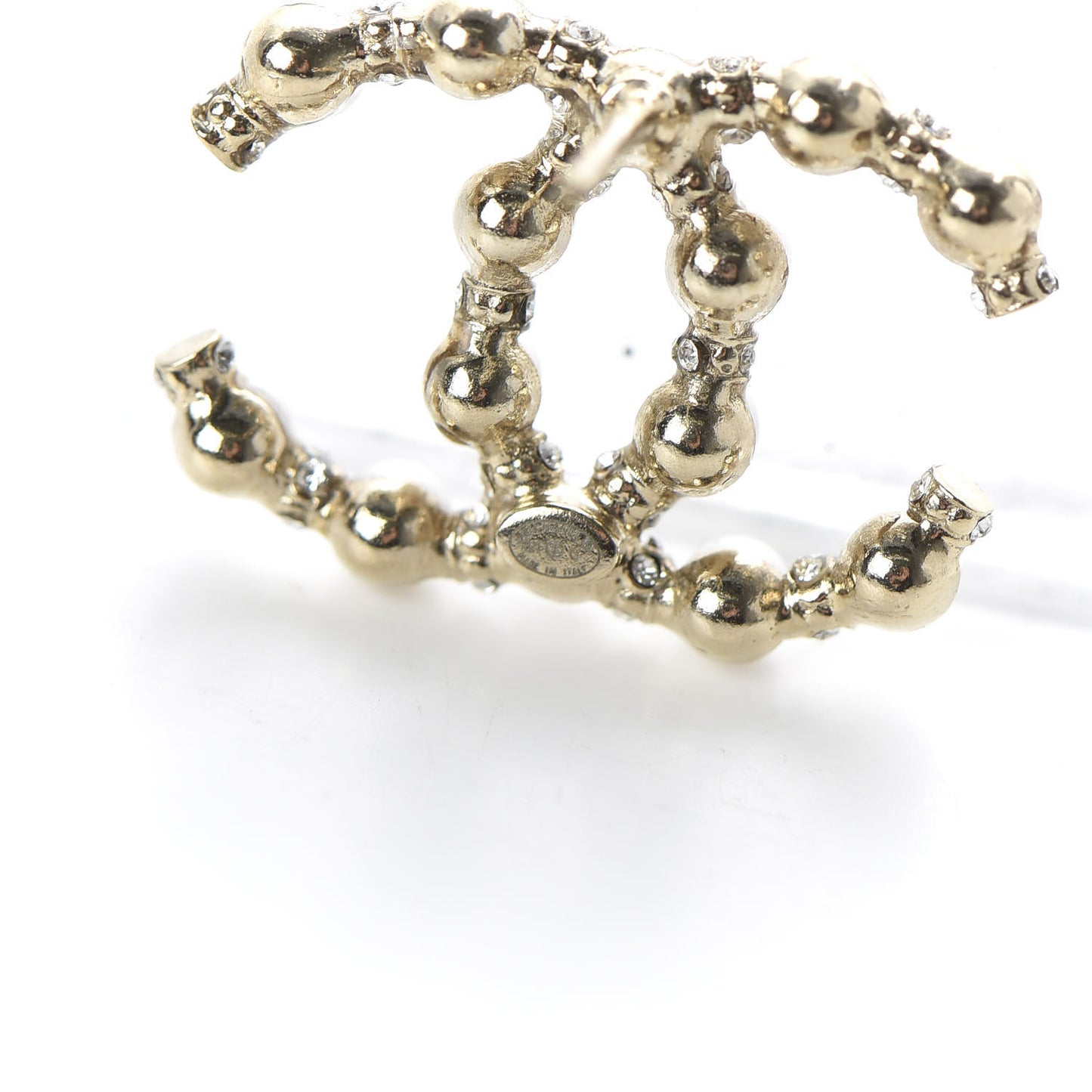 Pearl Crystal Nefertiti CC Earrings Gold