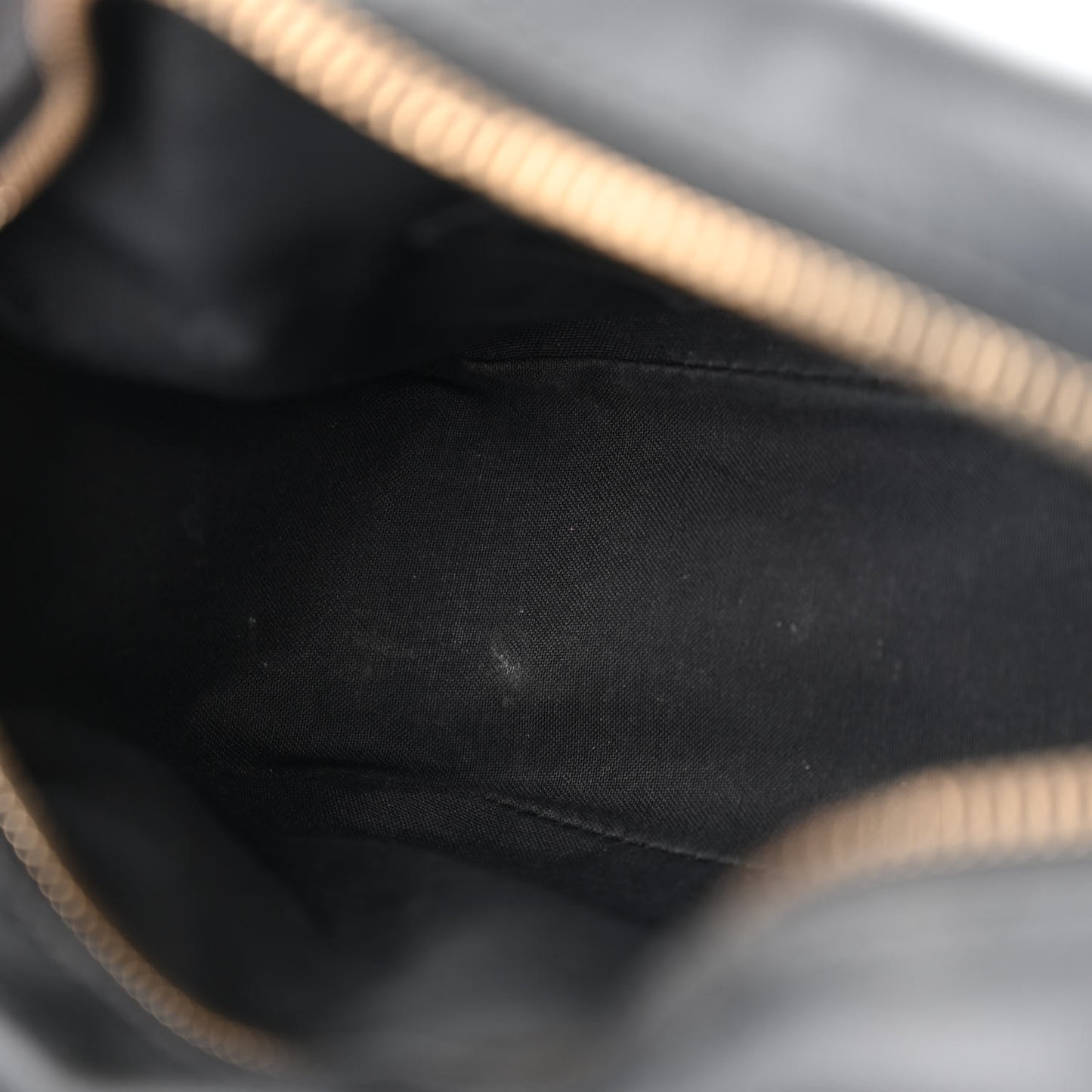 Glazed Fabric Vitello Century F is Fendi FF 1974 Stamp Patch Camera Case Mogano Panna Black