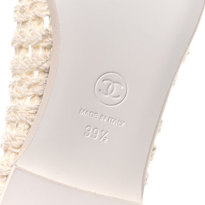 Chanel Mesh Crochet Cap Toe Ballerina Flats 39.5 White Black 7 of 8