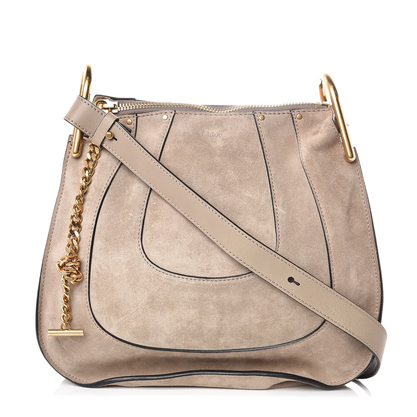 Calfskin Suede Small Hayley Hobo Cashmere Grey