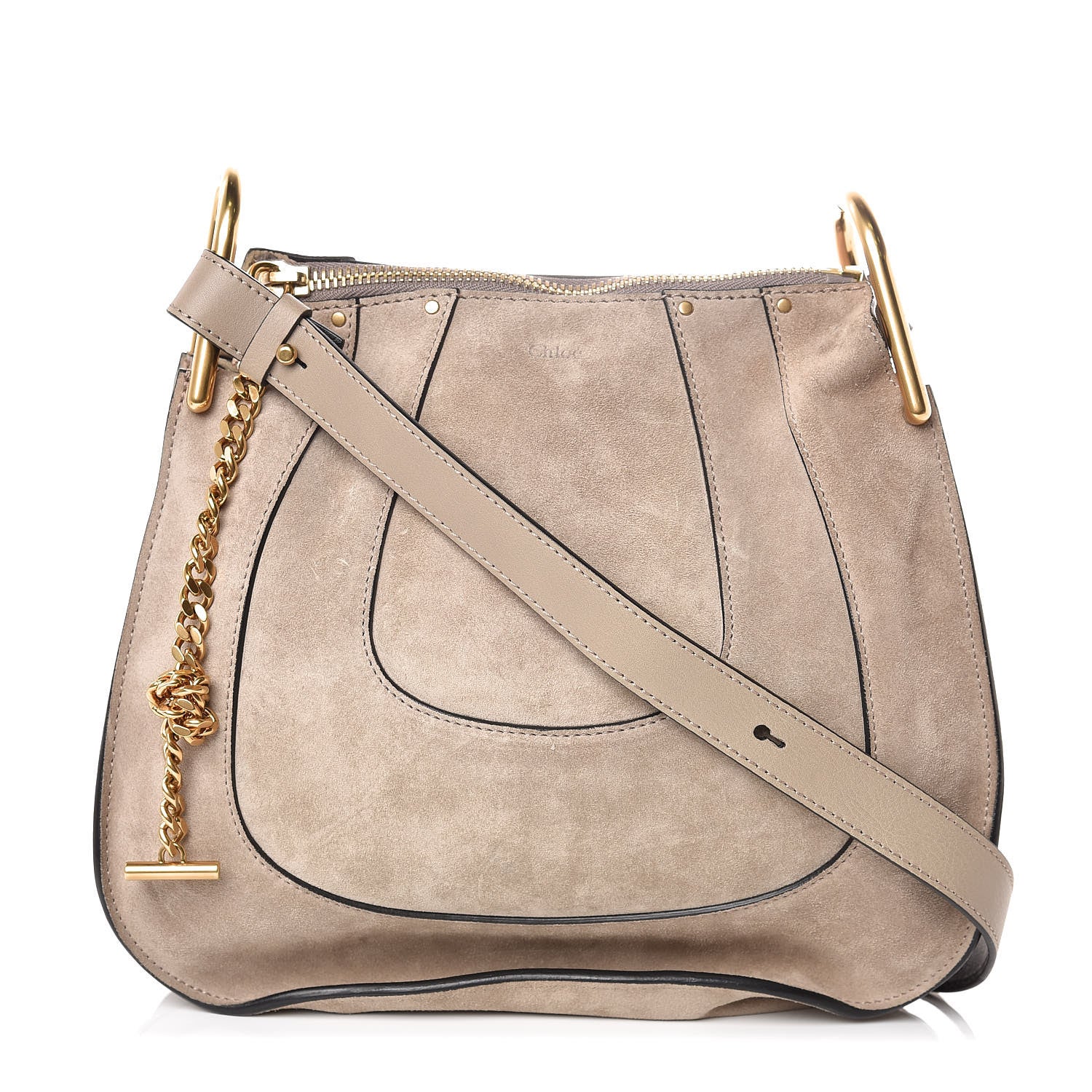 Chloe Calfskin Suede Small Hayley Hobo Cashmere Grey 1 of 9