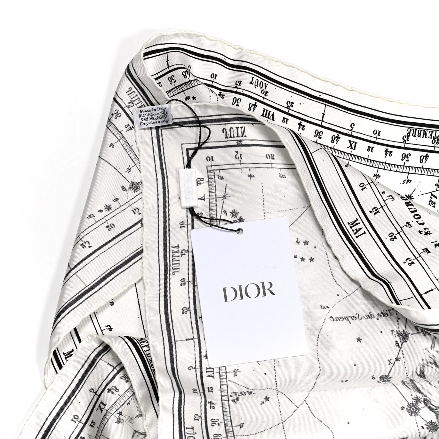 Wool Silk Cashmere Zodiac Shawl White Black