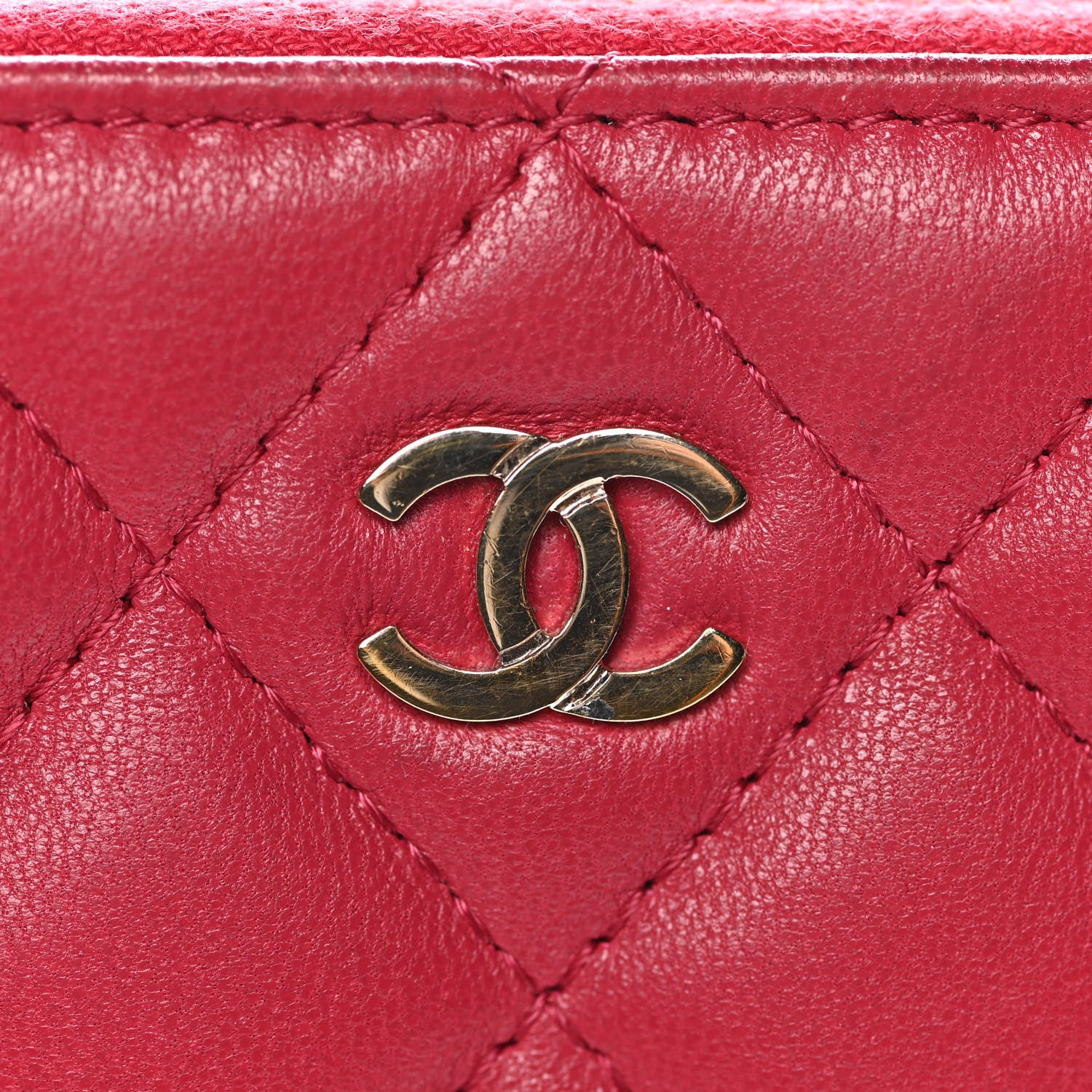 Chanel Lambskin Quilted Small Cosmetic Case Dark Pink 8 of 15