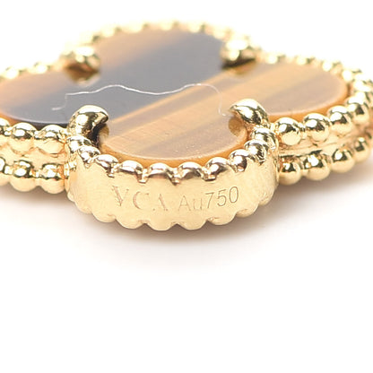 Van Cleef & Arpels 18K Yellow Gold Tiger Eye 5 Motifs Vintage Alhambra Bracelet 6 of 7