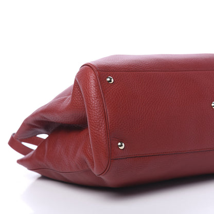 Gucci Calfskin Large Bamboo Shopper Tote Red 10 of 11