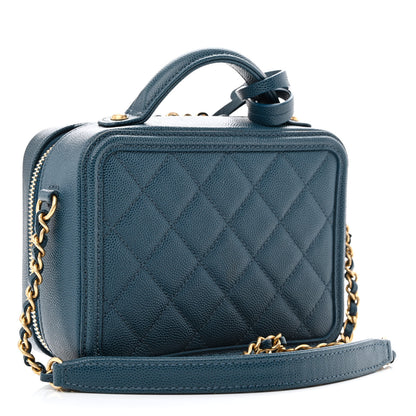 Chanel Caviar Quilted Small CC Filigree Vanity Case Dark Blue 3 of 11