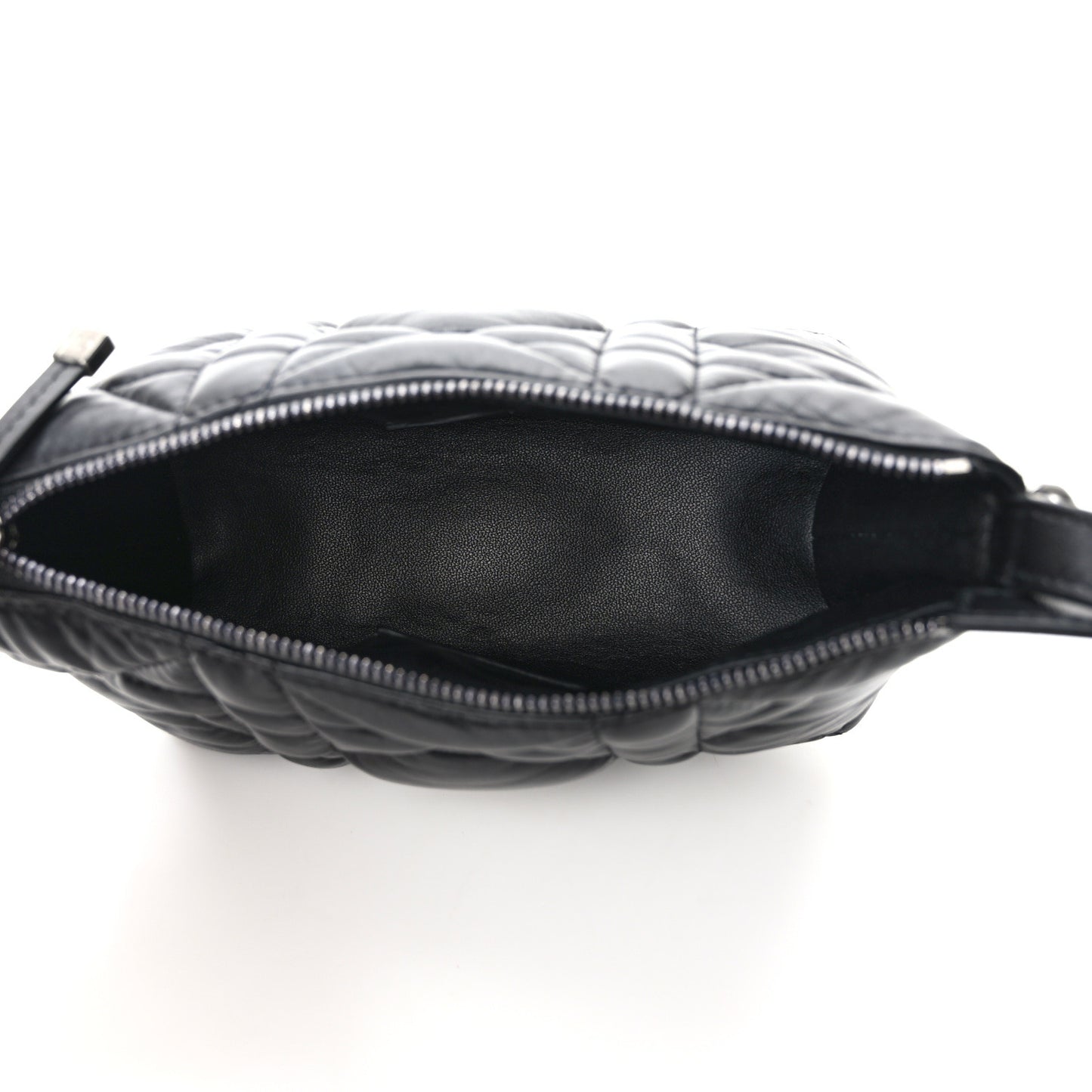 Calfskin Macrocannage Small Diortravel Nomad Pouch Black