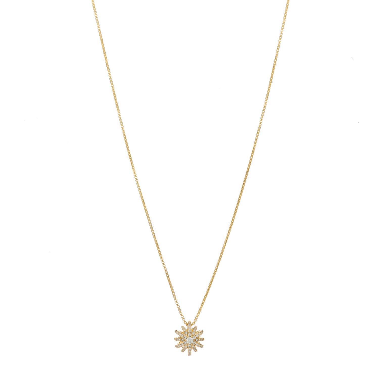 David Yurman 18K Yellow Gold Diamond Starburst Pave Pendant Necklace 1 of 5