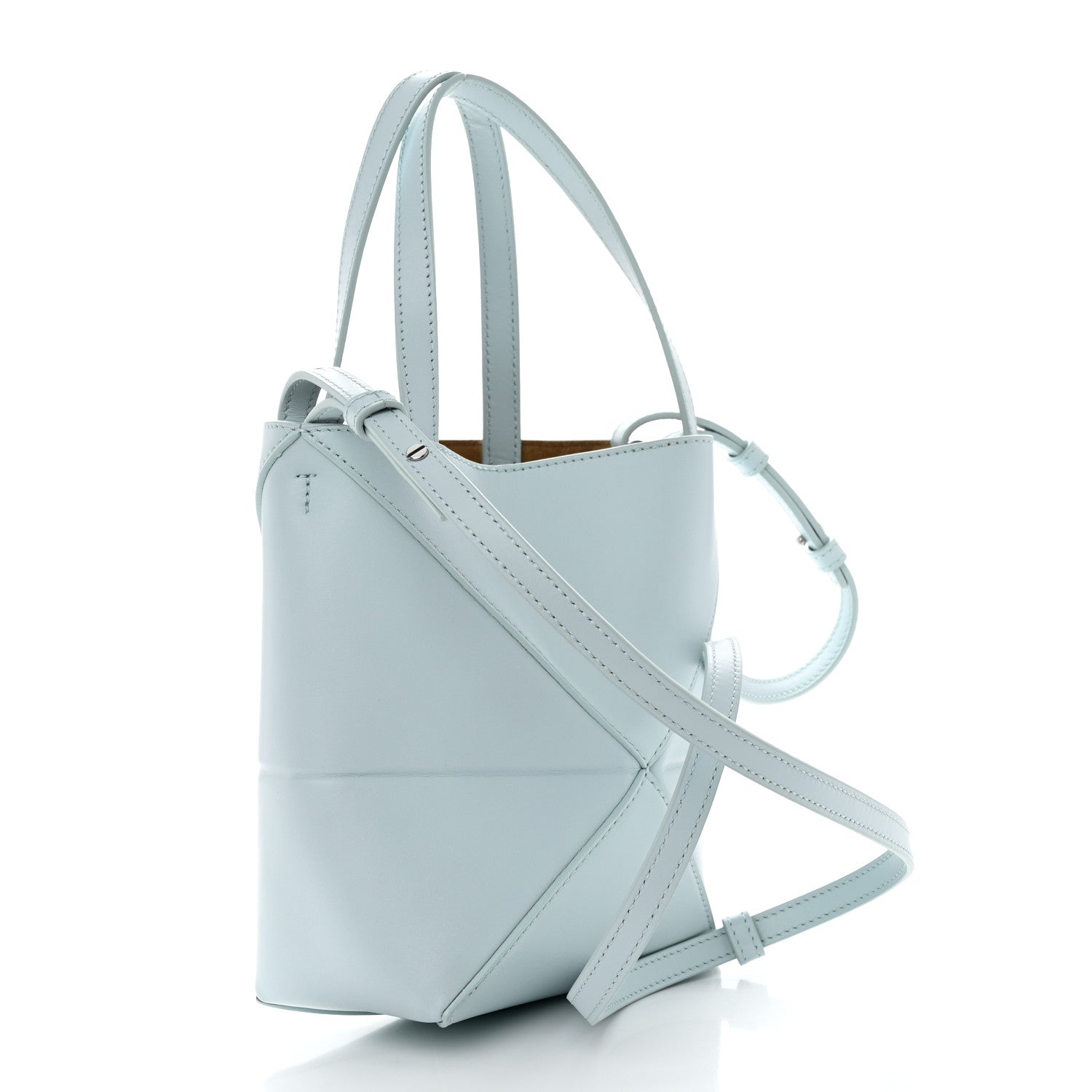 Loewe X SUNA FUJITA Shiny Calfskin Penguin Mini Puzzle Fold Tote Blue Iceberg 2 of 12