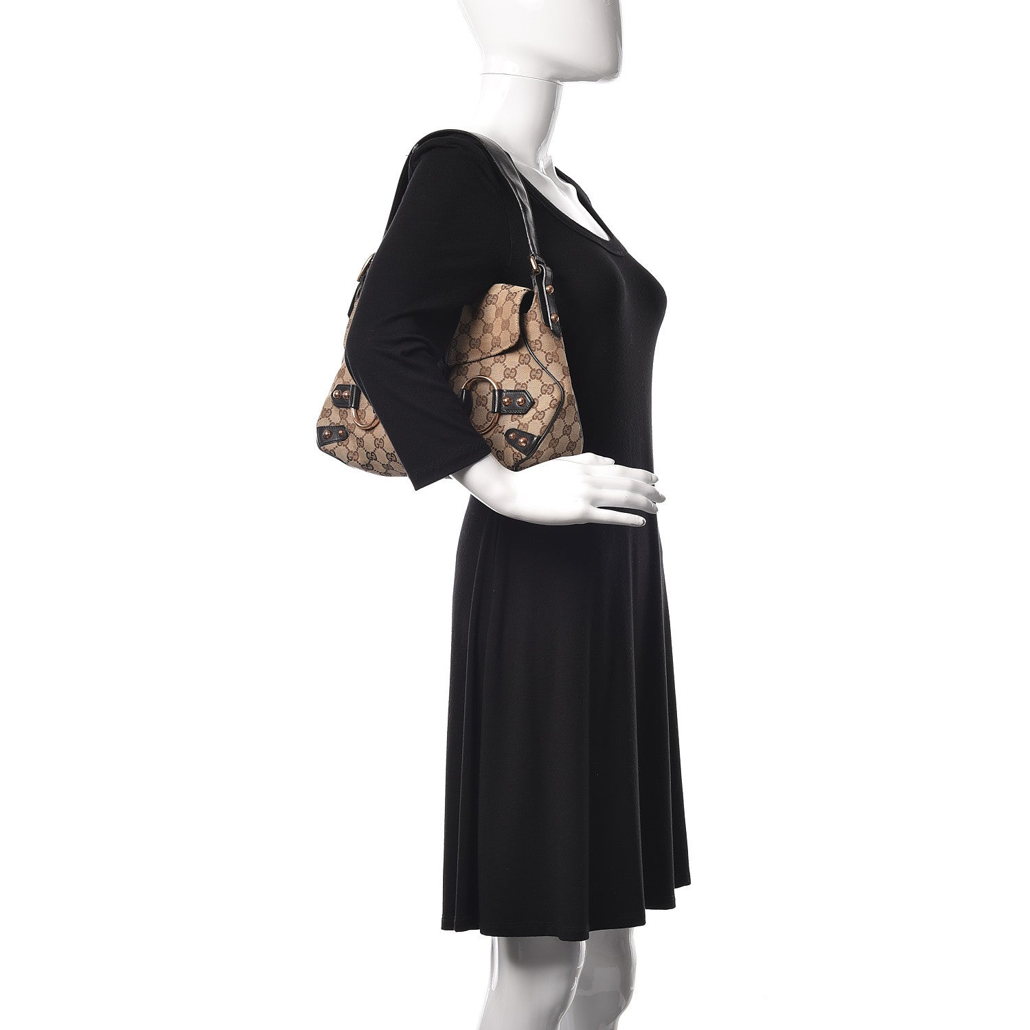 Gucci Monogram Horsebit Web Flap Bag Brown Purple 2 of 13