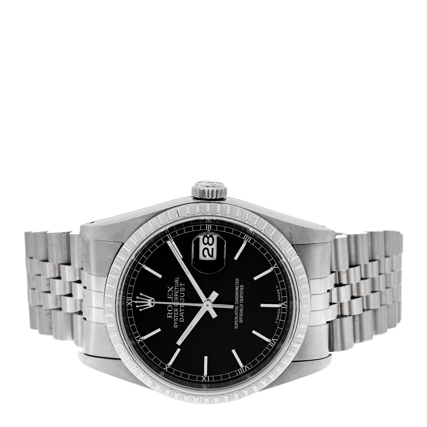Rolex Stainless Steel 36mm Oyster Perpetual Datejust Watch Black 16220 2 of 4