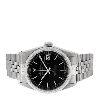 Rolex Stainless Steel 36mm Oyster Perpetual Datejust Watch Black 16220 2 of 4