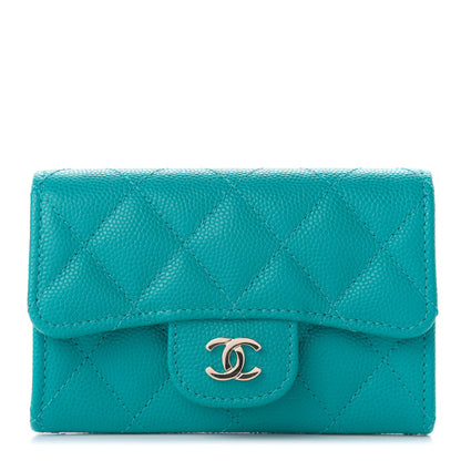 Chanel Caviar Quilted Flap Card Holder Turquoise 1 of 8