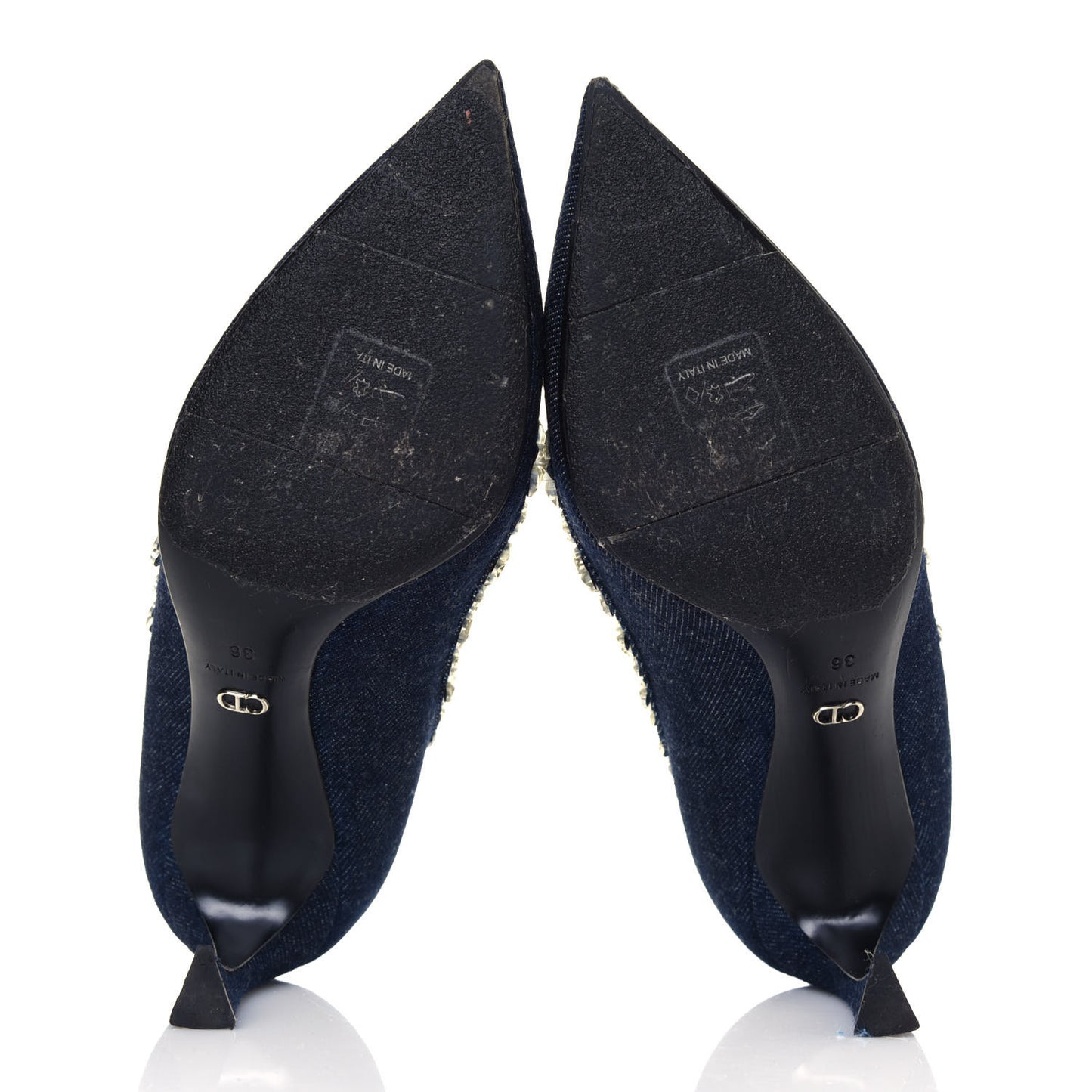 Denim Crystal Garland Pumps 36 Blue Fonce