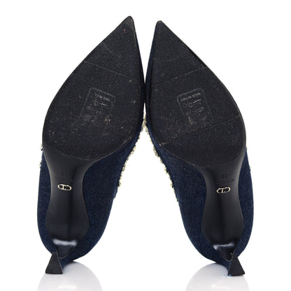 Christian Dior Denim Crystal Garland Pumps 36 Blue Fonce 7 of 10