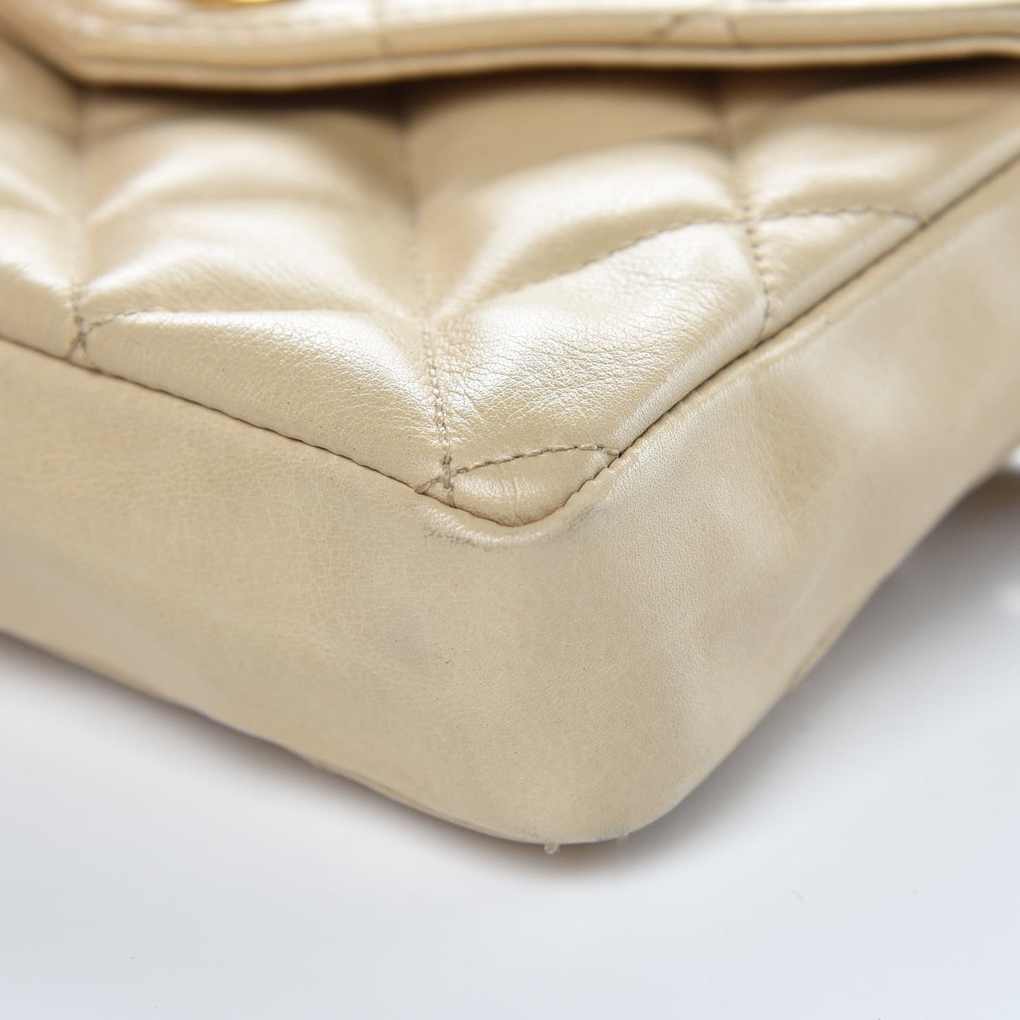 Lambskin Quilted Flap Waist Belt Bag Beige