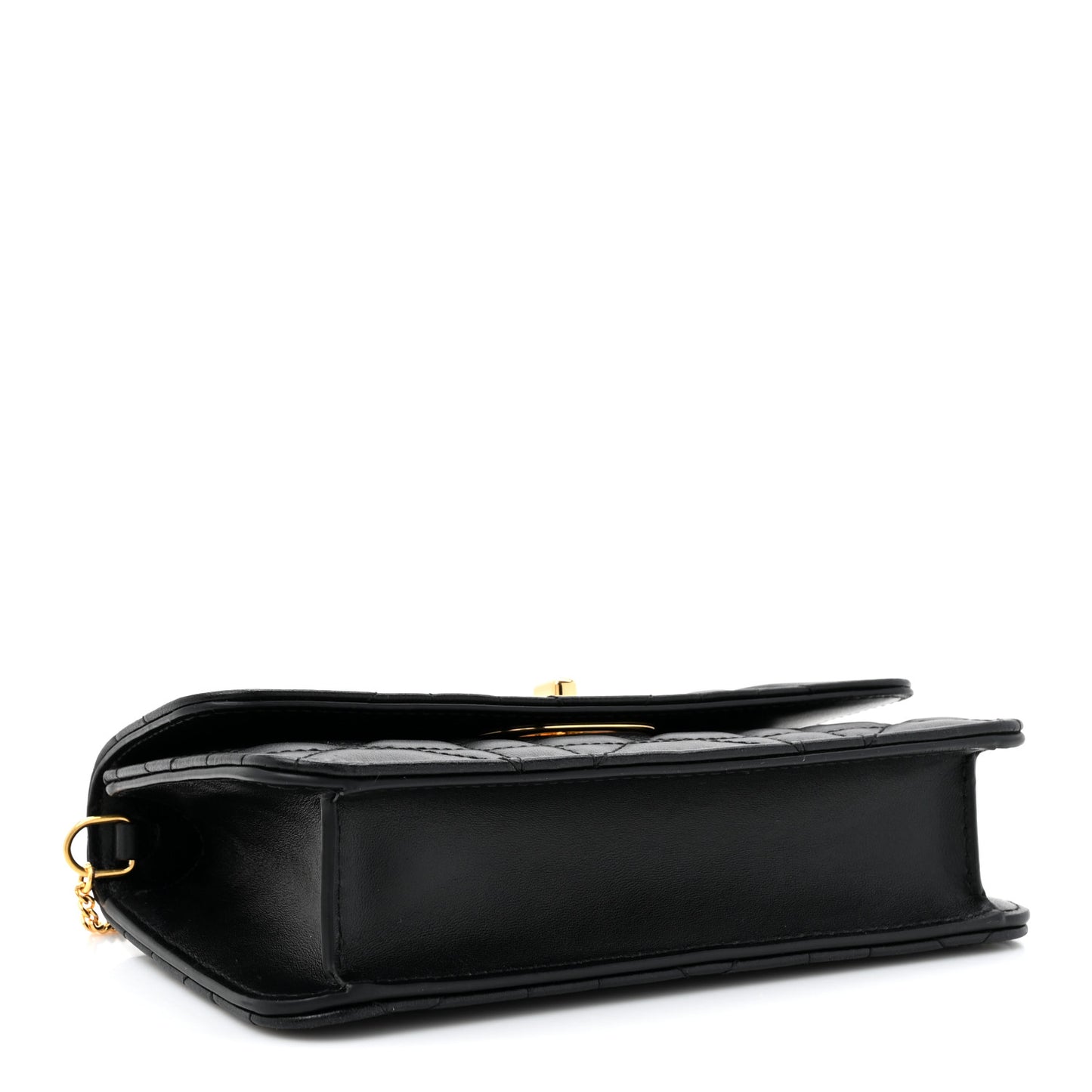 Lambskin Macrocannage Miss Caro Pouch With Chain Black