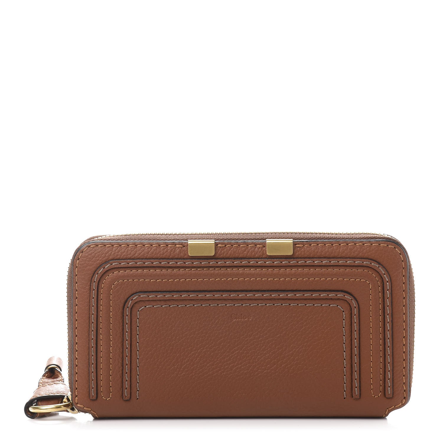 Chloe Grained Calfskin Long Zip Around Marcie Wallet Tan 1 of 6